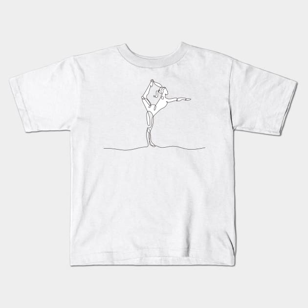 One Line Drawing Yoga Kids T-Shirt by Genuine Vintage